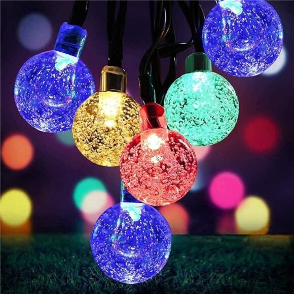 Solar Lights for Outside Waterproof,8 Mode 7M/24Ft 50 LED Crystal Ball